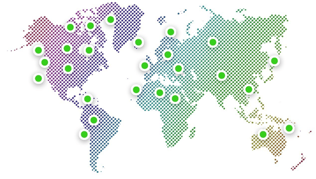 World map with connection points